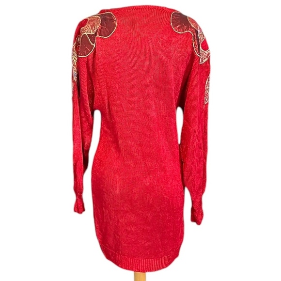 Wool Blend Vintage 80's Women's Red Sweater - Picture 4 of 6